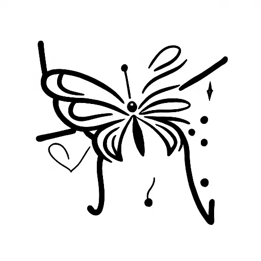 Line Butterfly With Nancy In Cursive
