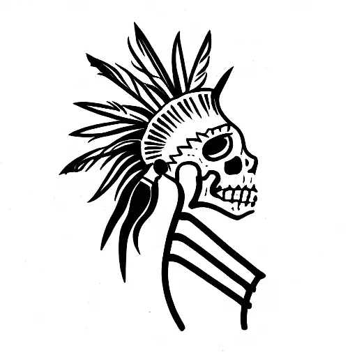Simple Skeleton Wearing War Bonnet