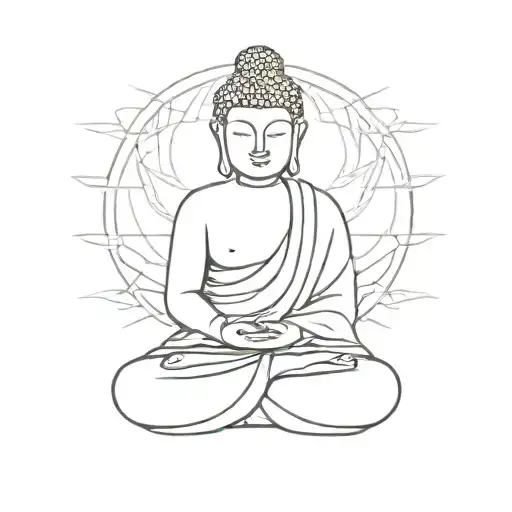 Buddha Meditating Line Art