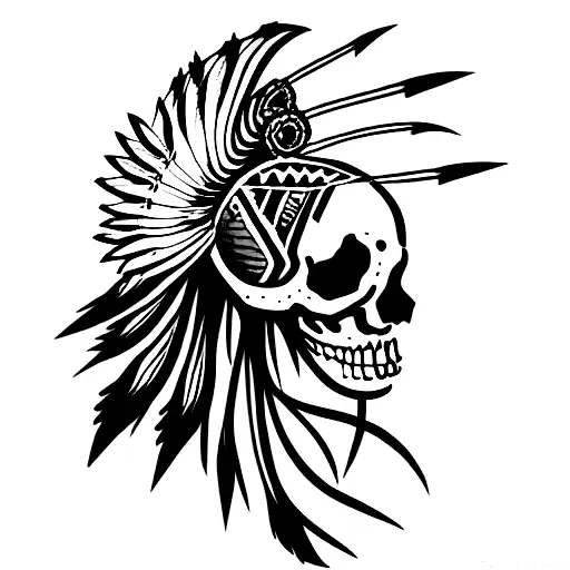 Skeleton With War Bonnet