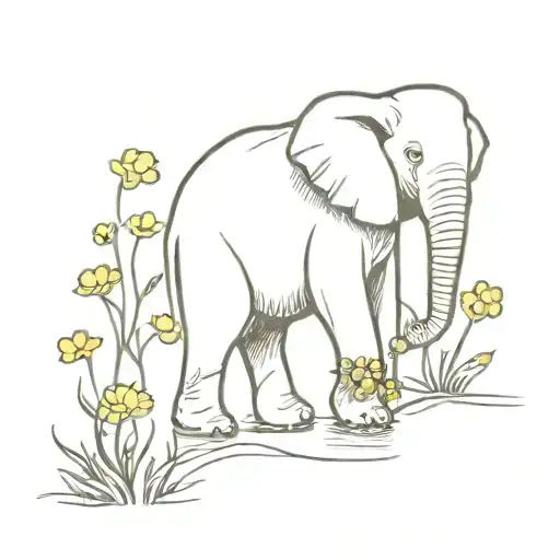 Elephant And Buttercups