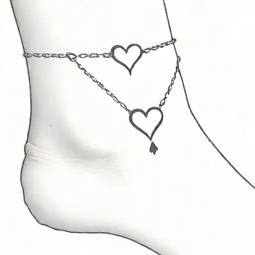 Anklet Bracelet Tattoo With 4 Hearts
