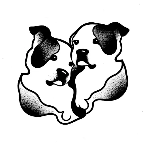 A Dog With Two Puppies