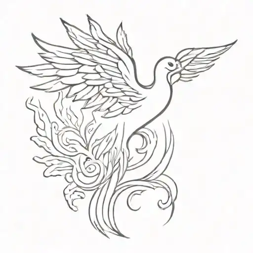 Phoenix Rising From The Ashes Symbolizing Rebirth