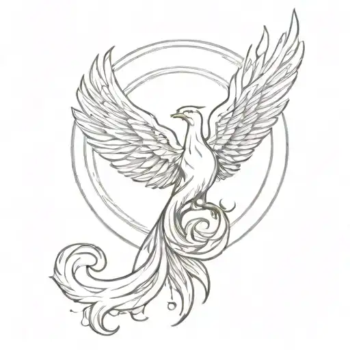 Phoenix Rising From The Ashes Symbolizing Rebirth Surrounded By Hindu