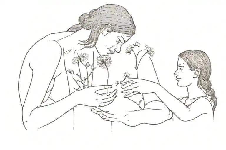 Lydia Sardes Ruins With A Figure Of Mother And Doughter Having A Dandelion In Hands