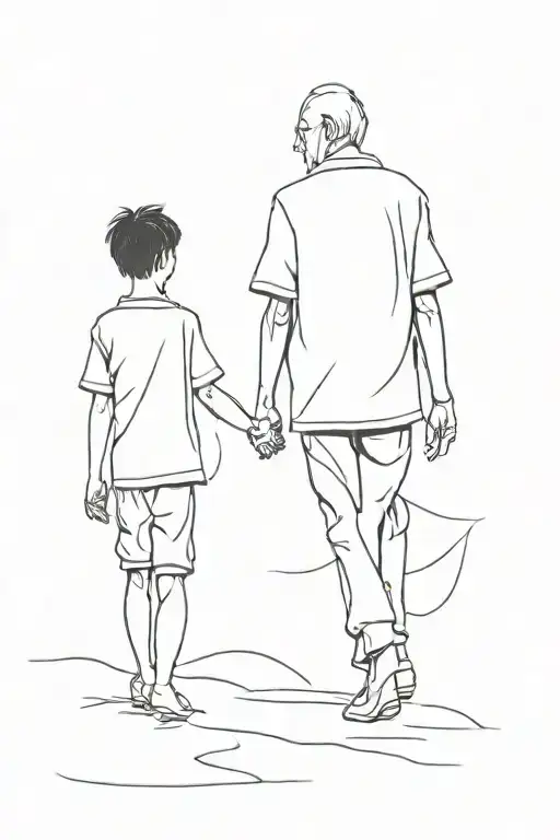 Grand Father Grand Son Walking