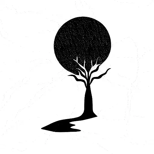 Landscape Of A Path With A Tree