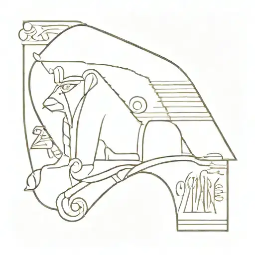 Create An Outline Tattoo Design Of The Egyptian And Lebanese Cultures Blended Together