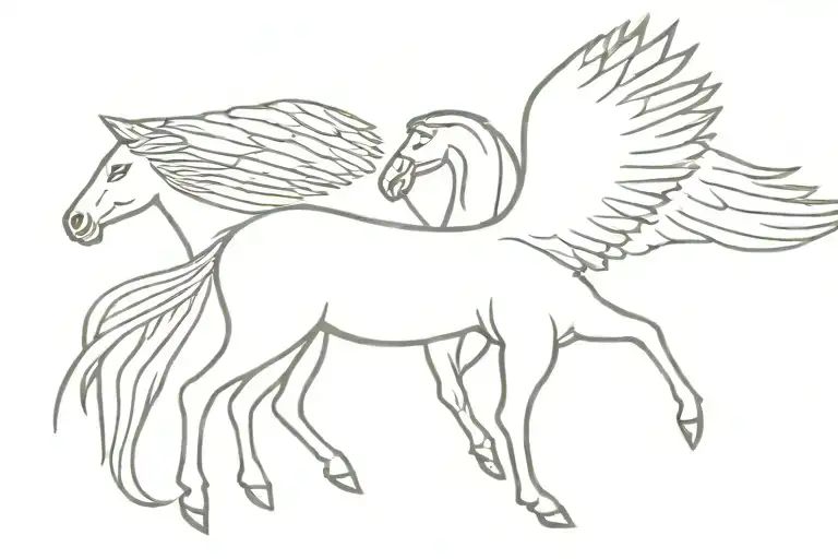 Horse And Eagle With Open Wings