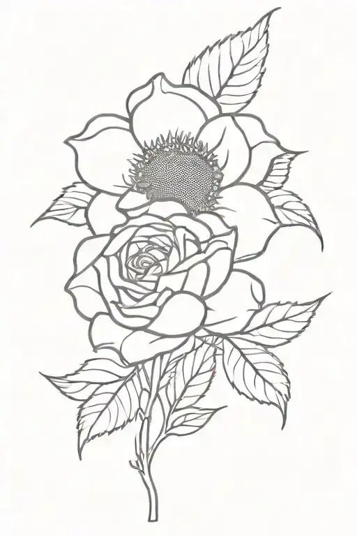 Rose And Sunflower