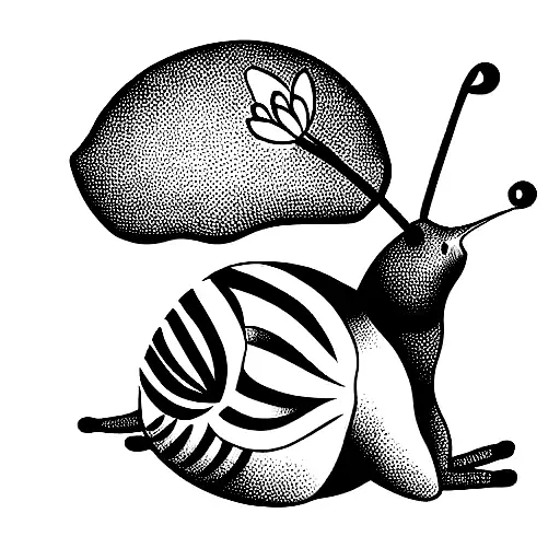 Giant African Land Snail With Flowers And Butterflies