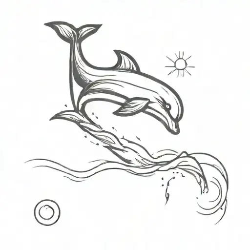 Dolphin Jumping With Sun Setting