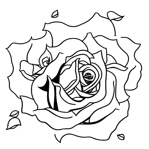 A Minimalist Tattoo Of A Vaz Car Surrounded By A Trail Of Rose Petals