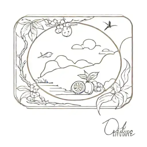 Stamp That Embodies Fruit And Nature Scene