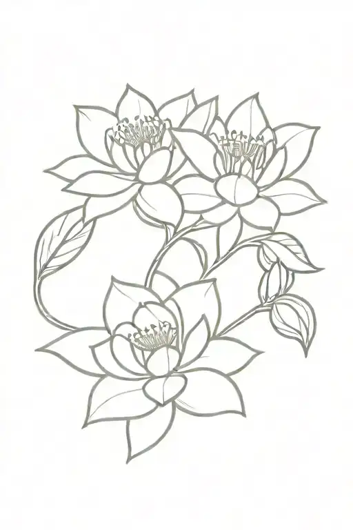 Larkspur And Water Lily Flowers Intertwined