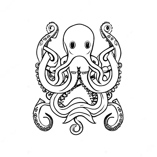 Nautical Kraken Octopus Shark Ship Sea