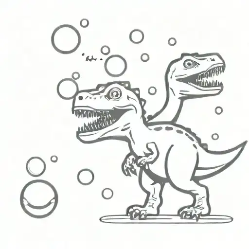 Dinosaur And Bubbles Rising