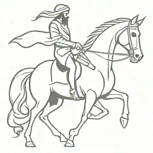 Arabian Knight On Horse Galloping Profile Very Minimalistic