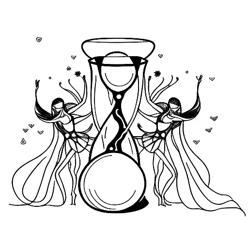 Hourglass With Two Dancers On Left And Right