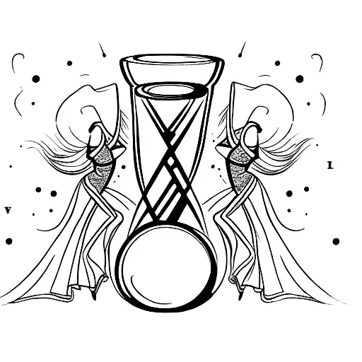 Hourglass With Two Dancers On Left And Right