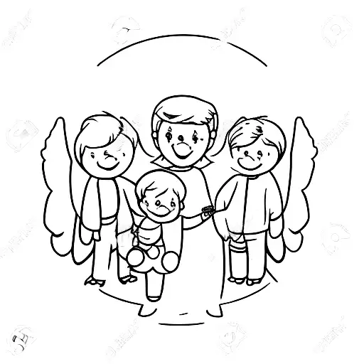2 Little Boys And Grandma As An Angel