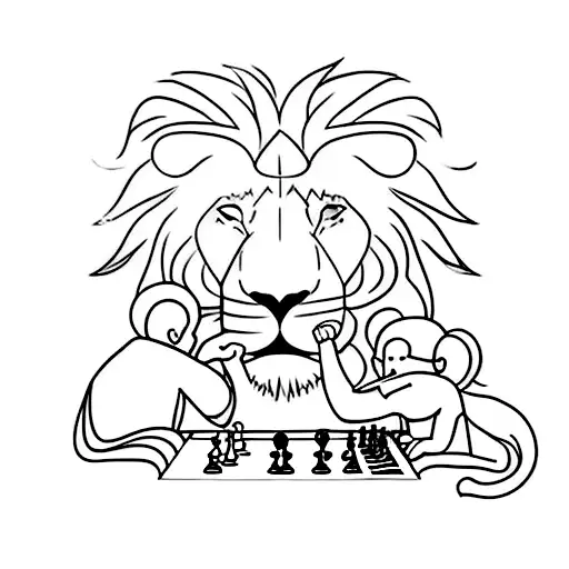 A Lion And Boy Playing Chess Together