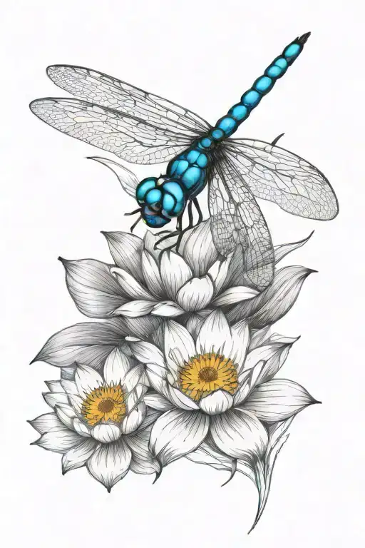 Dragonfly Resting On Lotus Flower