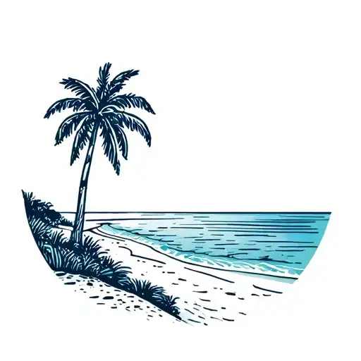 Beach Scene With Palm