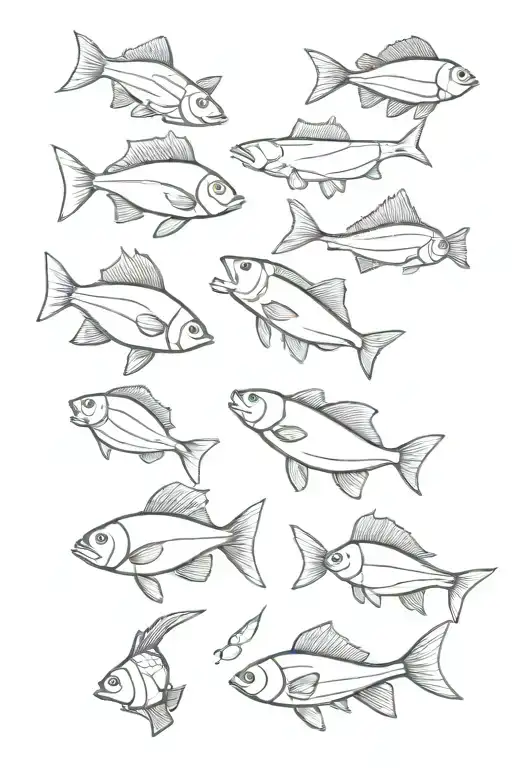 Fine Line Fish Stream Of 9 Fish Different Fisk Only Fish