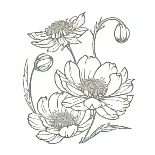 Chrysanthemum & Poppy Flower Vine