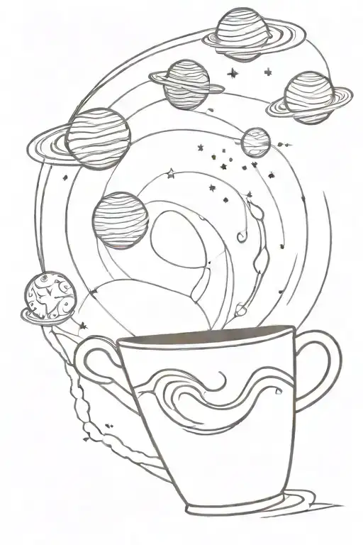 A Coffee Cup Morphing Into A Galaxy With Planets And Stars Inside