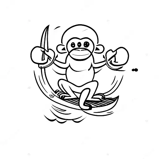 Monkey Surfing On A Surf Board