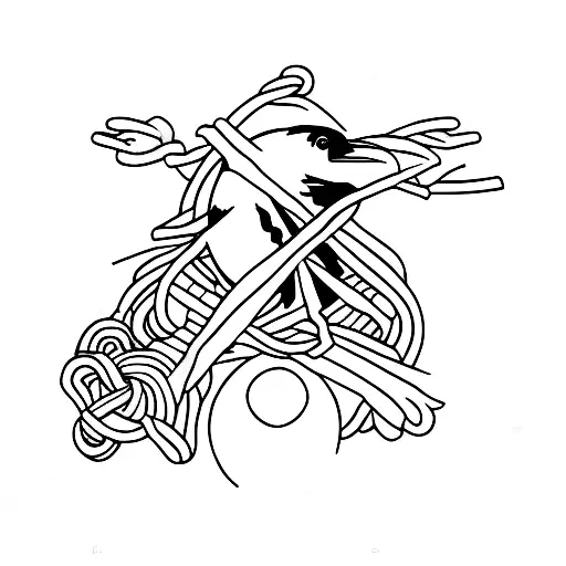 Raven With Rope On Mountain