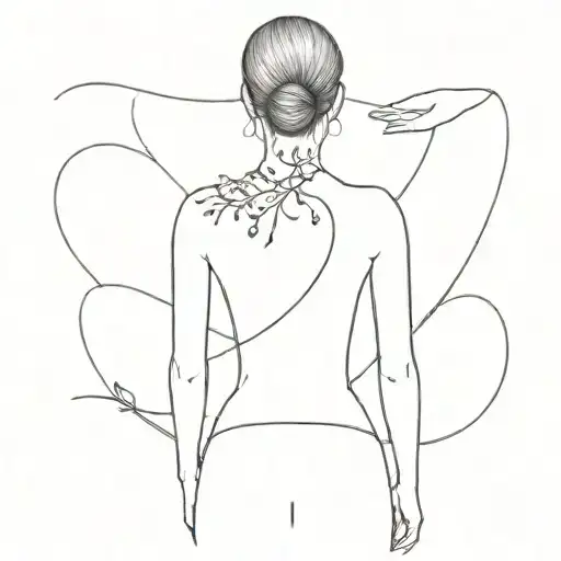 Small Minimalist Style Black Color Tatoo For Ladys Back
