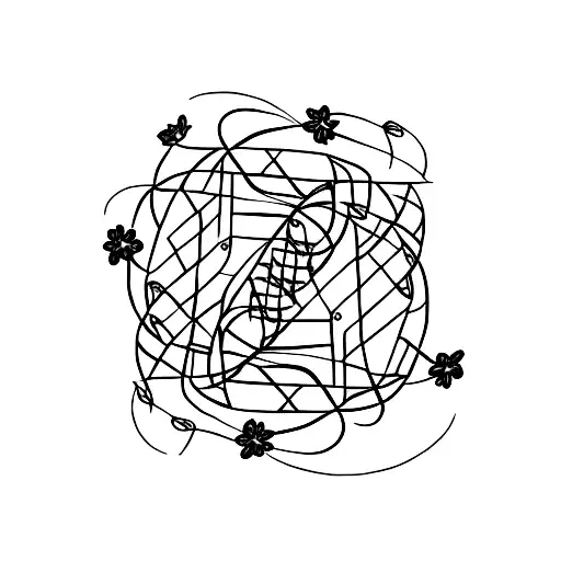 A Minimalist Tattoo Of A Dna Double Helix Intertwined With A Vine Of Flowers