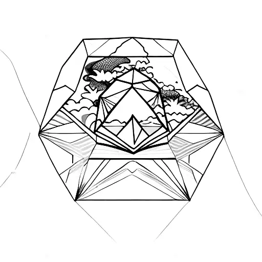 Sunset Over Ocean Inside Diamond Gem Shape