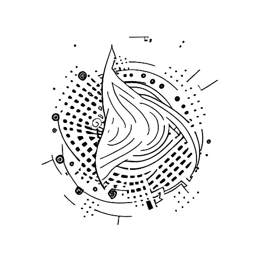 A Minimalist Tattoo Of A Dj Mixer Blending Into A Sunset On The Horizon