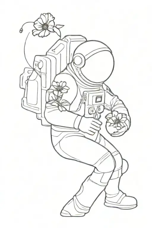 An Astronaut With A Flower In His Hand