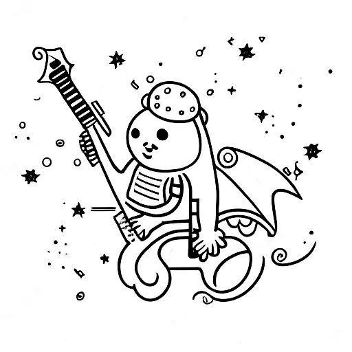 An Astronaught Playing Guitar While Riding A Dragon