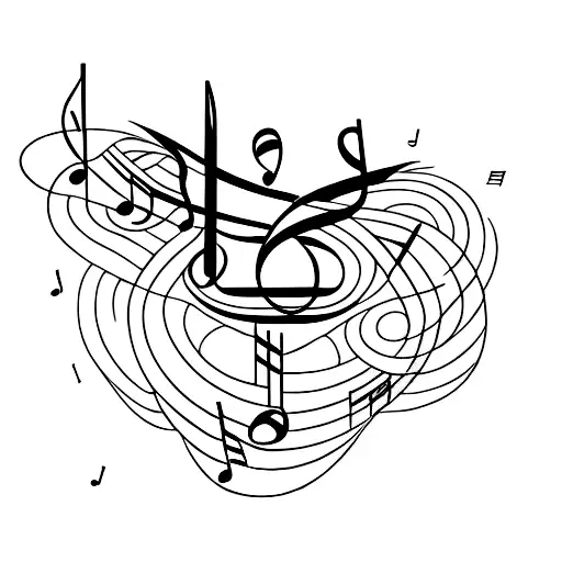 A Minimalist Tattoo Of An Animal Made Up Of Musical Notes