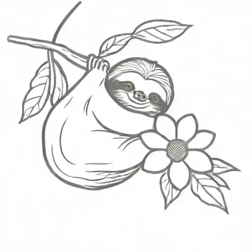 Sloth Hanging On A Daisy Flower