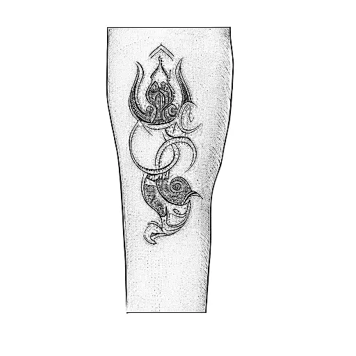 A Tattoo Of An Om Symbol And Other Hindu Gods