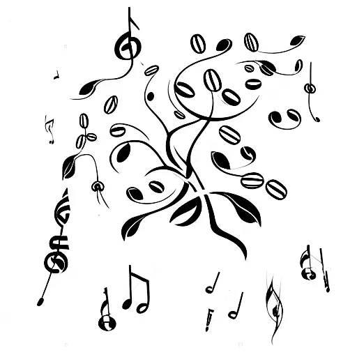 A Coffee Bean Tree With Musical Notes As Leaves
