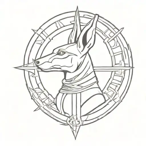 Anubis Holding Ankh Cross