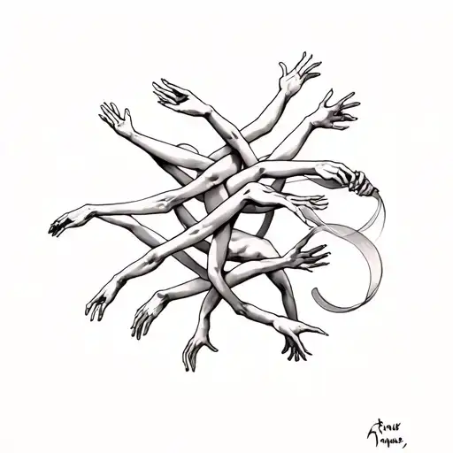 A Bunch Of Arms That Move Chaotically And Bend In Different Directions