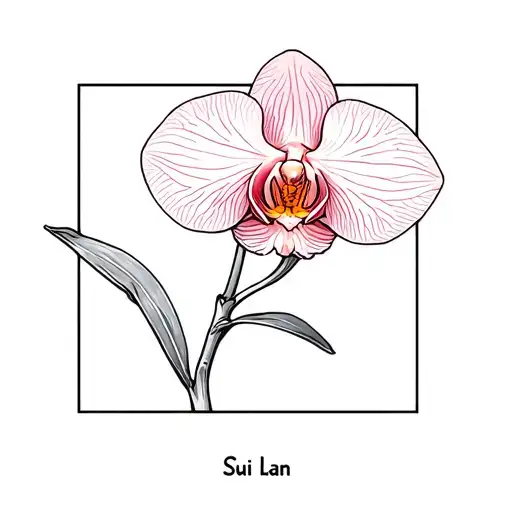 Orchid In A Frame With Sui Lan Written Underneath