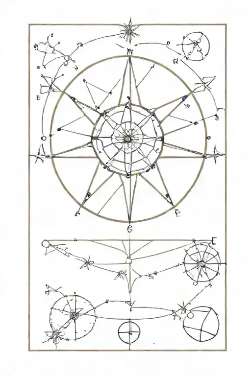 Compass Rose With Cancer Constellation Zodiac Sign
