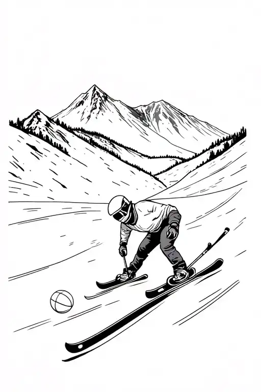 A Person Doing Ski With A Basketball At The End Of The Ride Where You Can See The Mountain