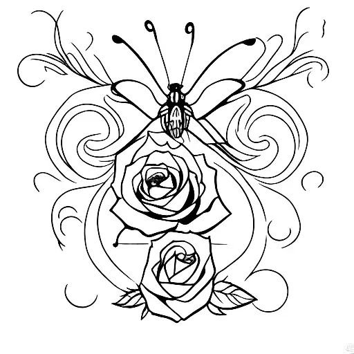 Butterfly And Dark Rose